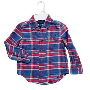 NWT Polo Ralph Lauren toddler boys plaid button down shirt